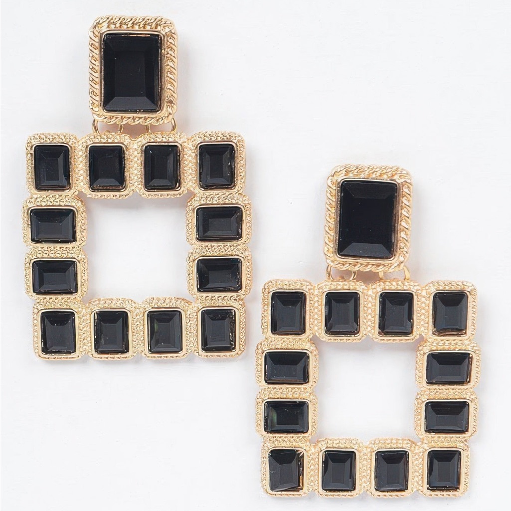 Multi Square Gemstone Earrings